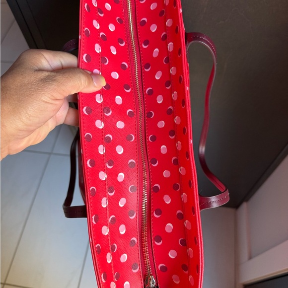 Kate spade Red Polka Dot Tote Bag no callouts only used a few times - Picture 11 of 13